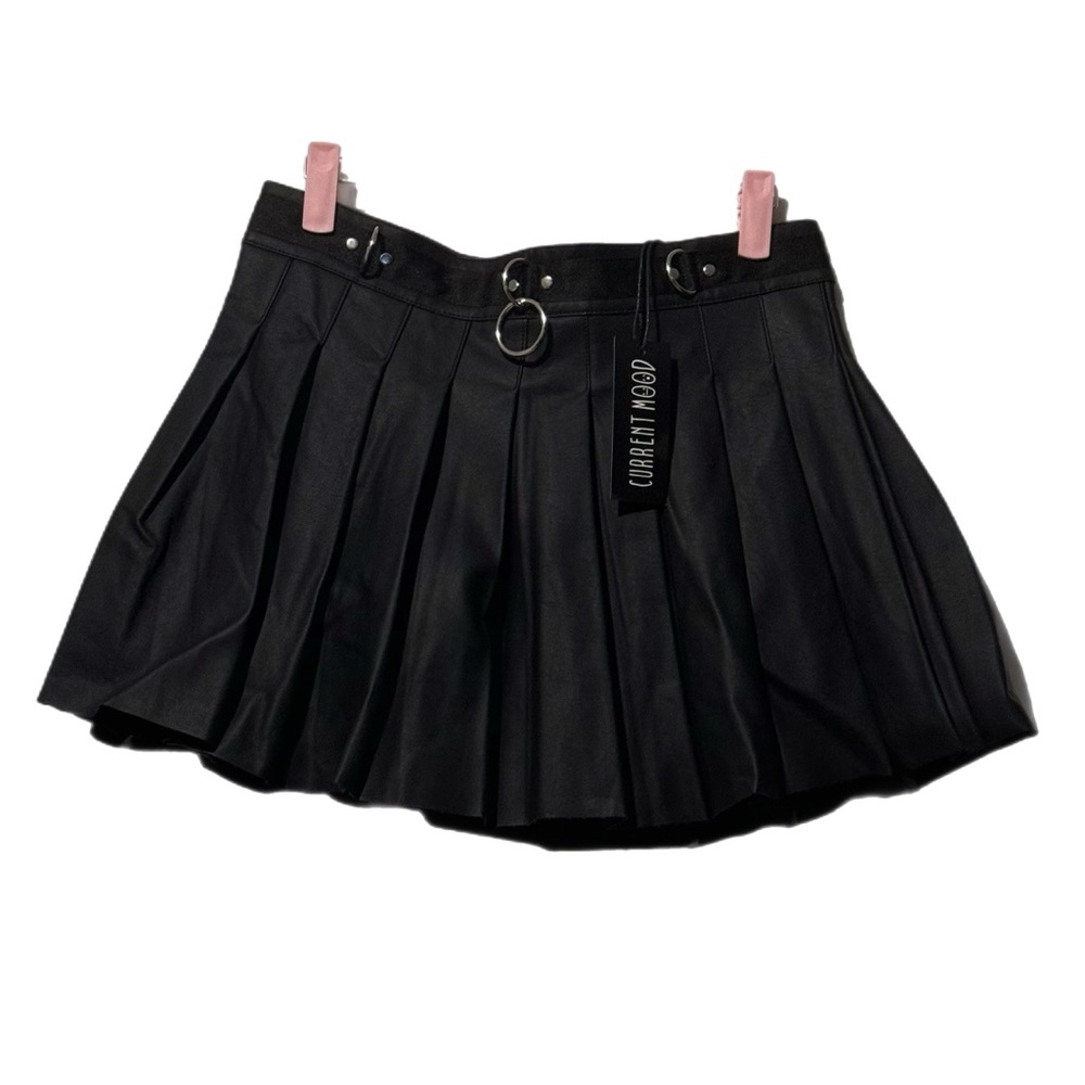 Pleated Pleather Skirt